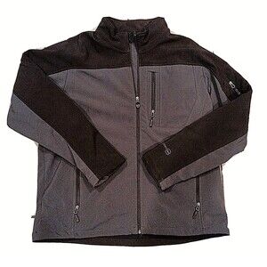 Free Country Mens 2XL Black Gray Zip Up Waterproof Wind Resistant Jacket